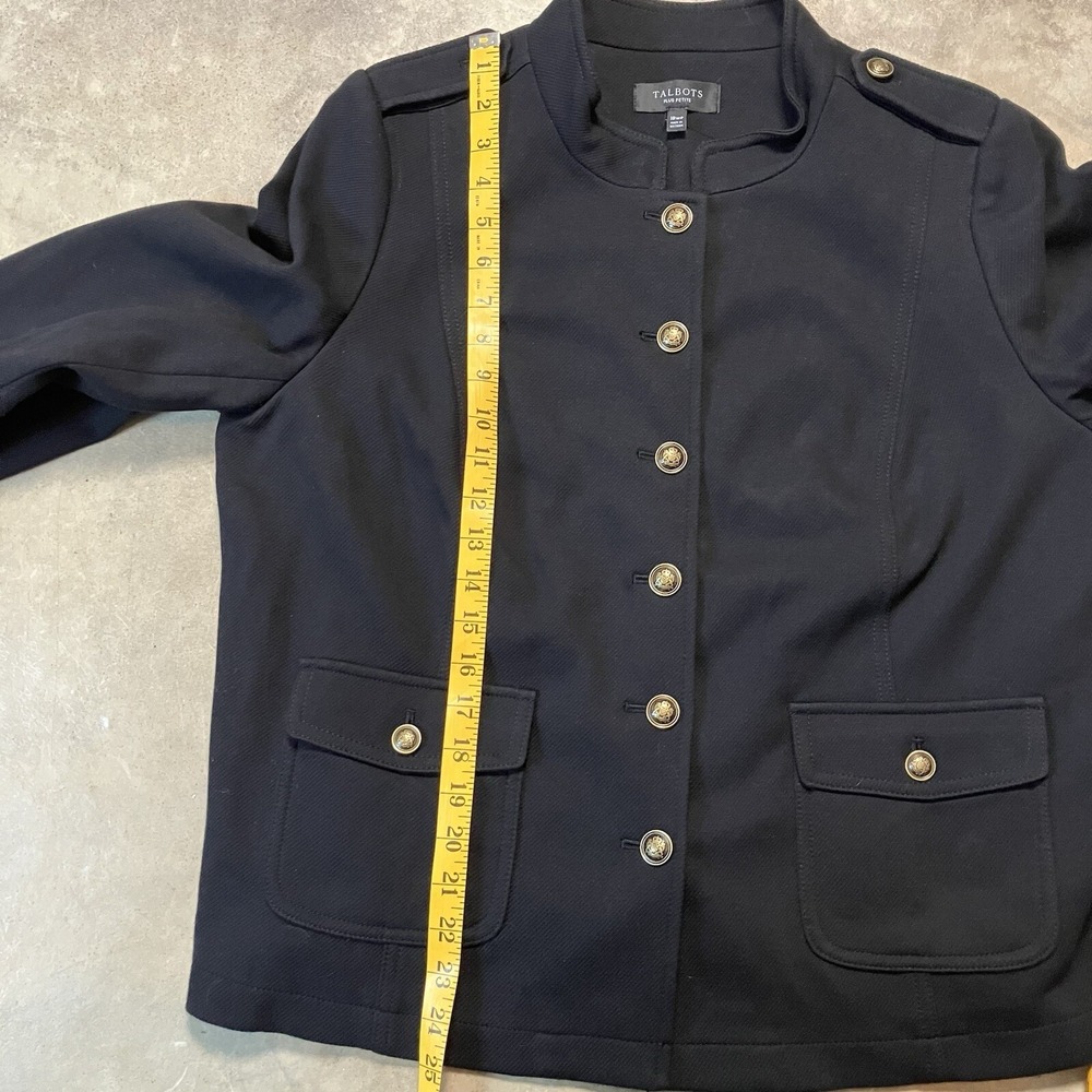 Talbots Womens 18WP Black Military Jacket Gold Button Plus Petite Cotton Blend - Picture 3 of 8